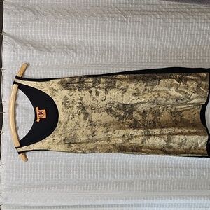 Tory Burch Aventurine Gold Foil Sheath Dress Sz XS Women Tank Dress